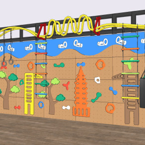 现代儿童活动墙，攀岩墙爬梯su草图模型下载
