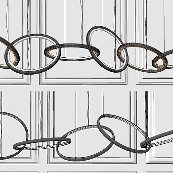 现代圆环金属吊灯，su草图模型下载