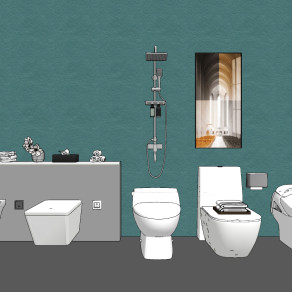 现代马桶，卫浴，用品su草图模型下载