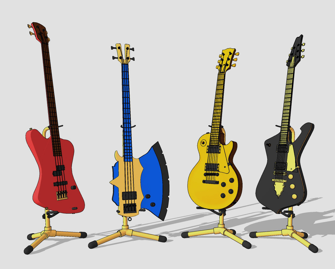 现代金属吉他乐器su草图模型下载