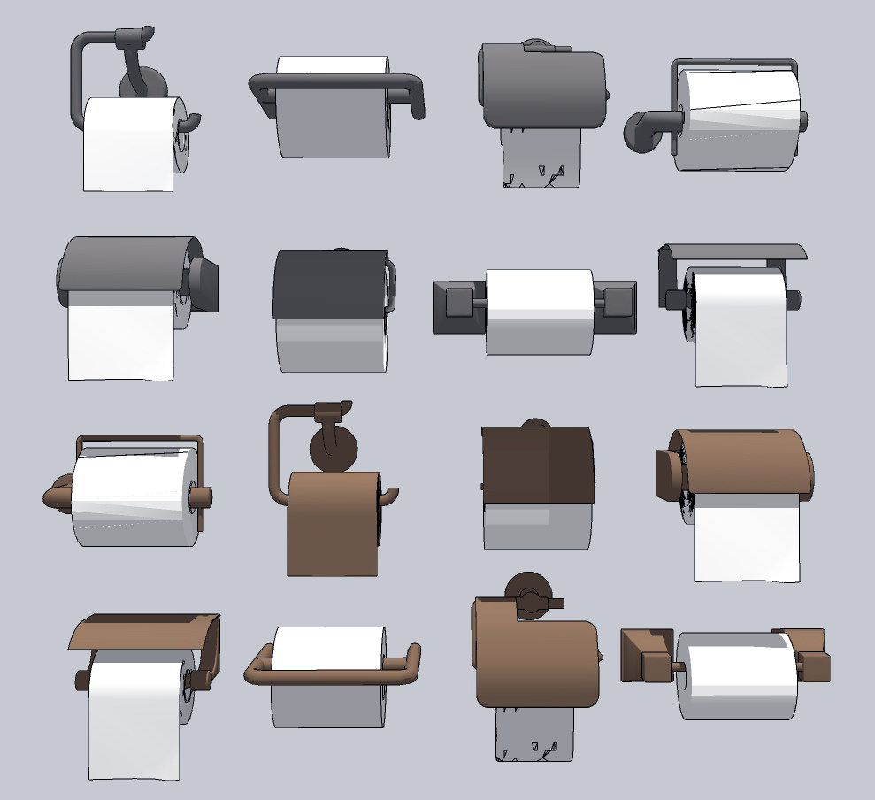 现代卫生间金属抽纸盒su草图模型下载