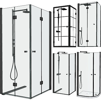 现代玻璃淋浴房su草图模型下载