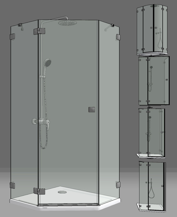 现代玻璃淋浴房su草图模型下载