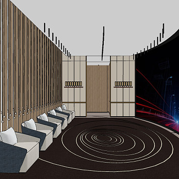 新中式影音室，su草图模型下载