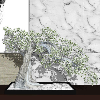 现代松树盆景摆件su草图模型下载