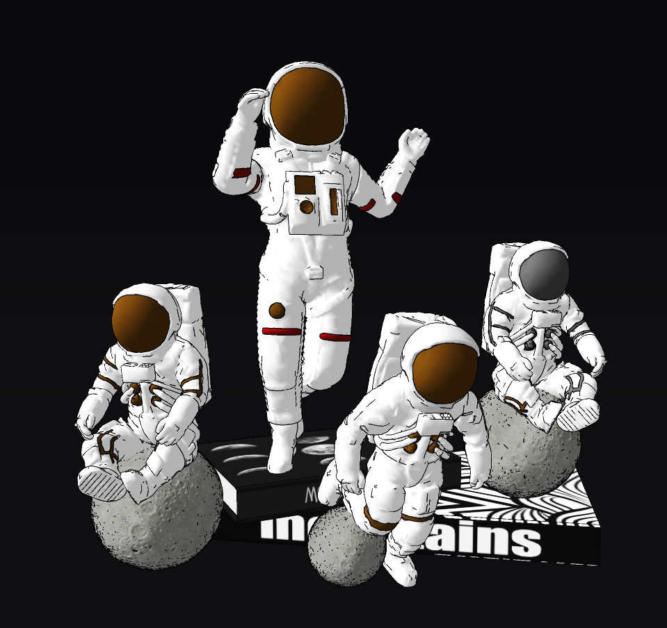 现代太空宇航员装饰摆件su草图模型下载