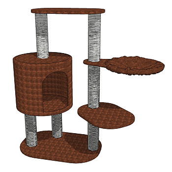 现代猫窝宠物屋su草图模型下载