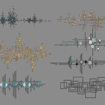 现代金属立体墙饰，挂件su草图模型下载