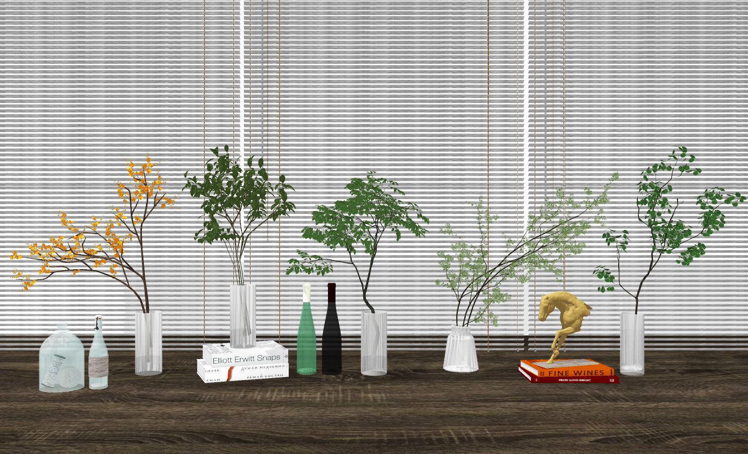 现代玻璃绿植,花瓶,插花花艺su草图模型下载