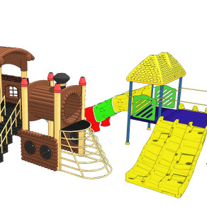 现代儿童游乐设施，滑梯su草图模型下载