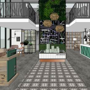 蓝光·美瀚森林 loft咖啡厅，西餐厅su草图模型下载