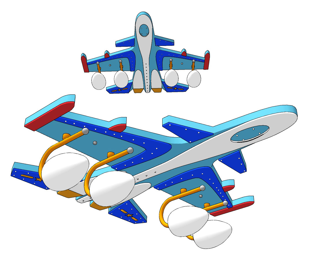 现代儿童飞机吸顶灯,su草图模型下载