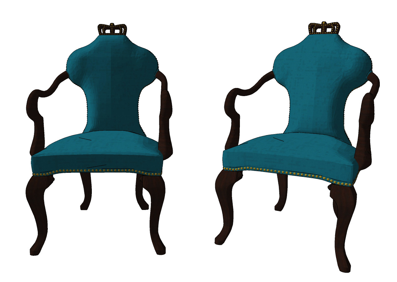 新古典绒布单人椅子su草图模型下载