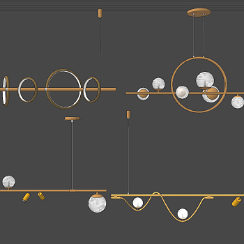 现代简约金属吊灯su草图模型下载