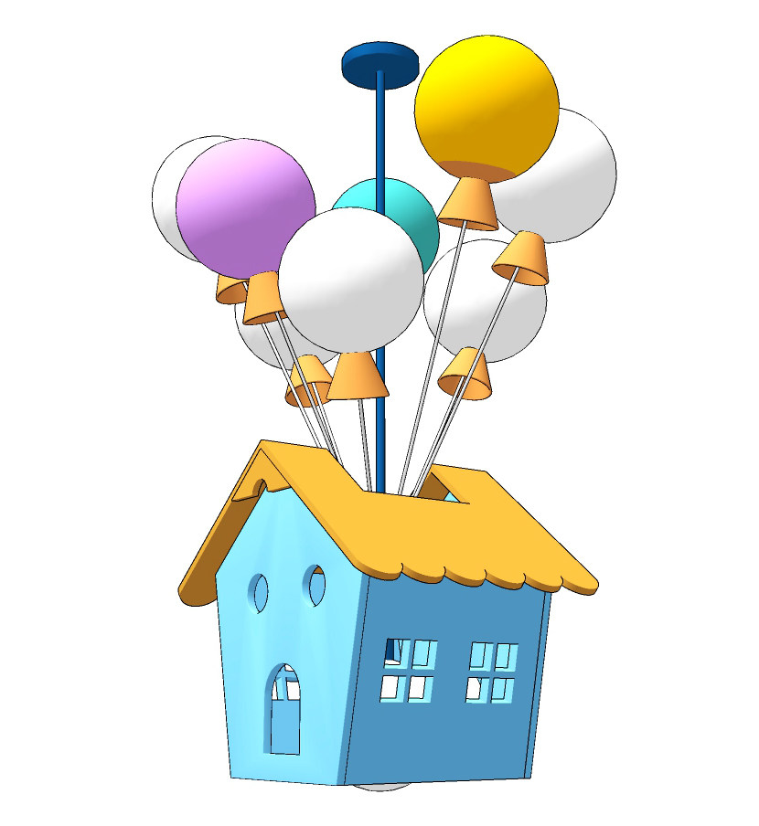 北欧气球装饰儿童吊灯su草图模型下载