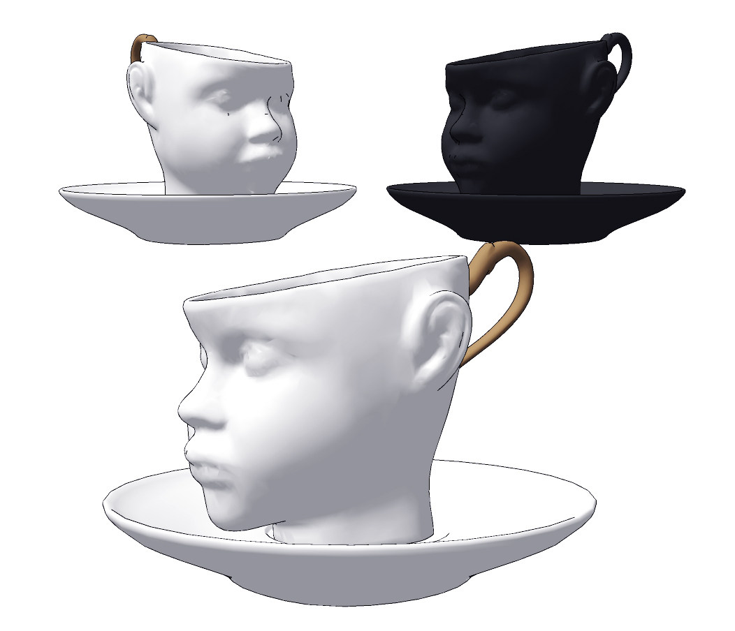 现代创意人头咖啡杯su草图模型下载