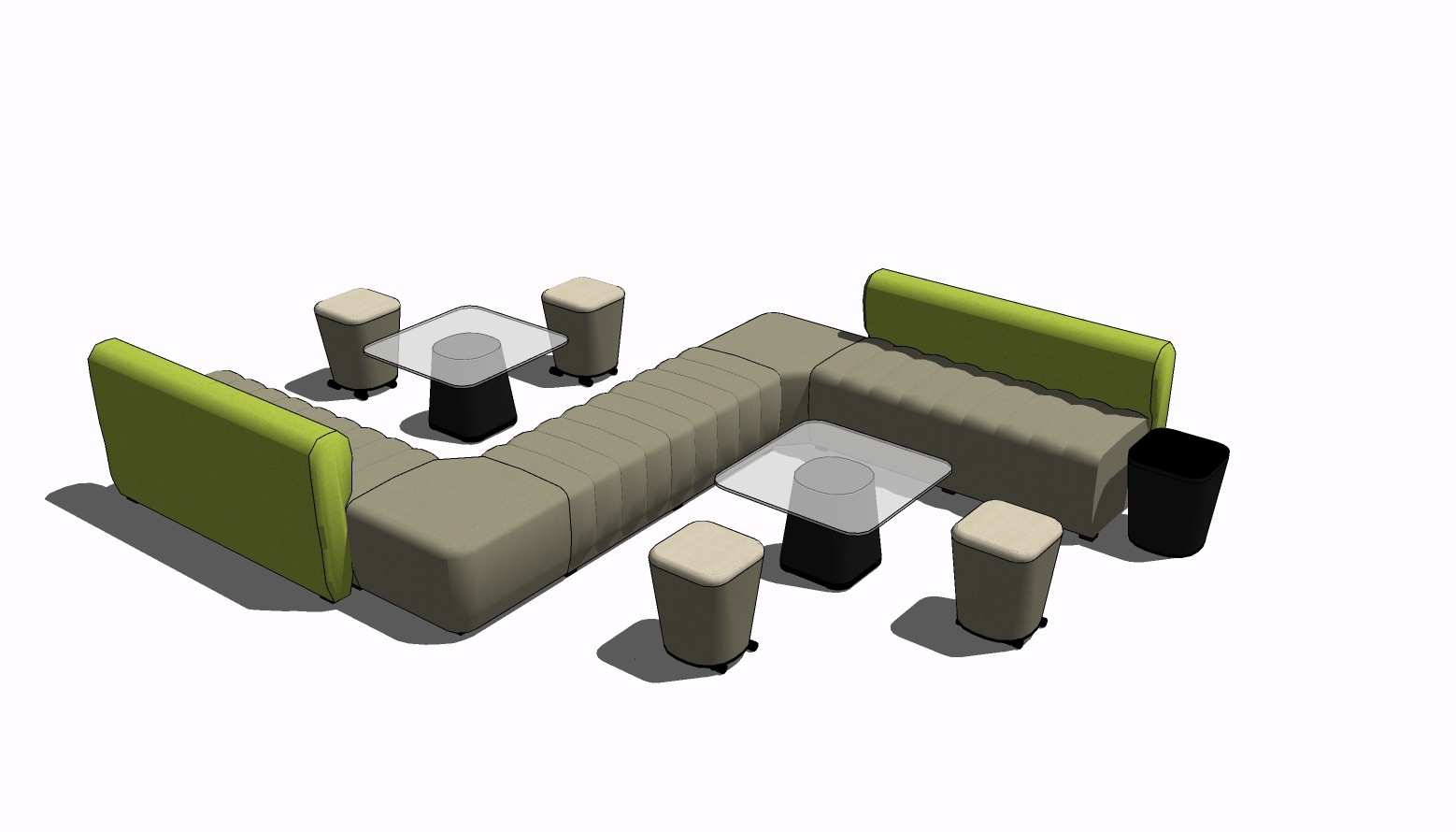 现代异形沙发，公共座椅su草图模型下载