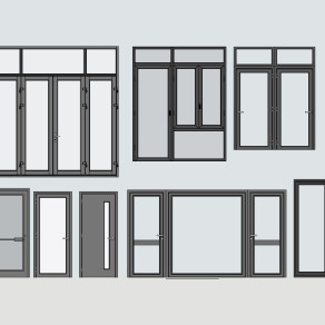 现代玻璃门建筑窗户su草图模型下载