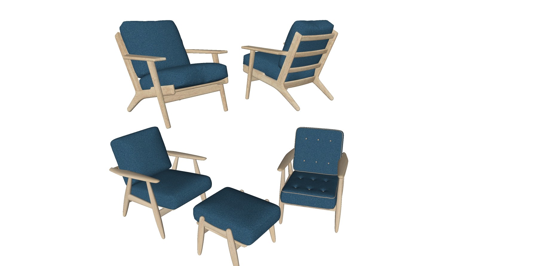 13丹麦 Getama 北欧现代休闲椅，su草图模型下载