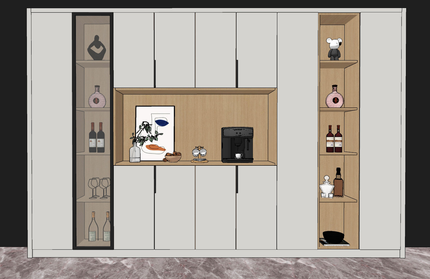 现代玻璃酒柜,su草图模型下载