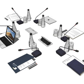 现代笔记本，电脑，麦克风,会议室设备