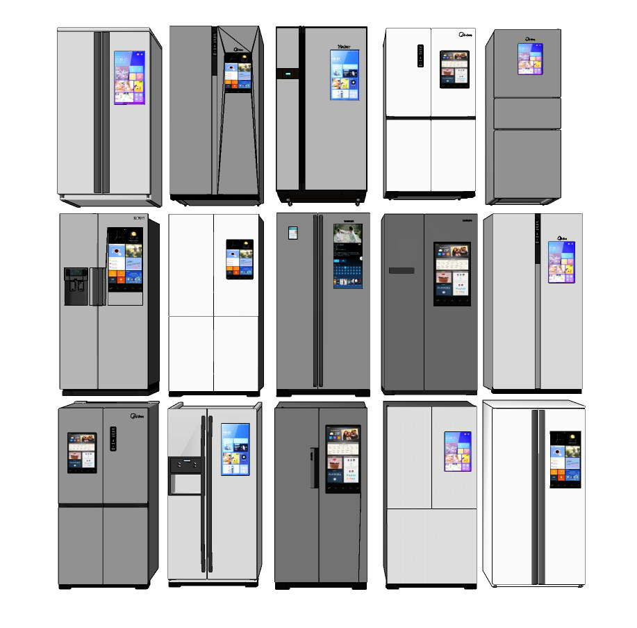 现代智能冰箱,su草图模型下载