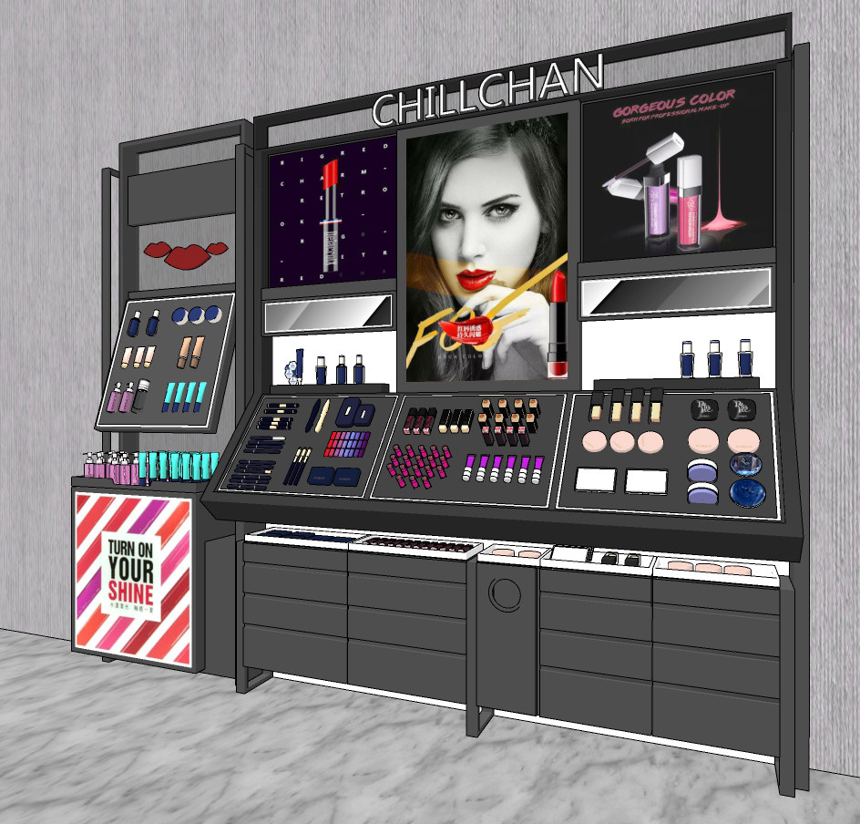 现代化妆品口红,展柜,货柜su草图模型下载