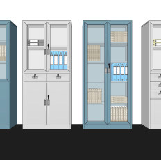 现代文件柜档案柜,铁皮柜su草图模型下载