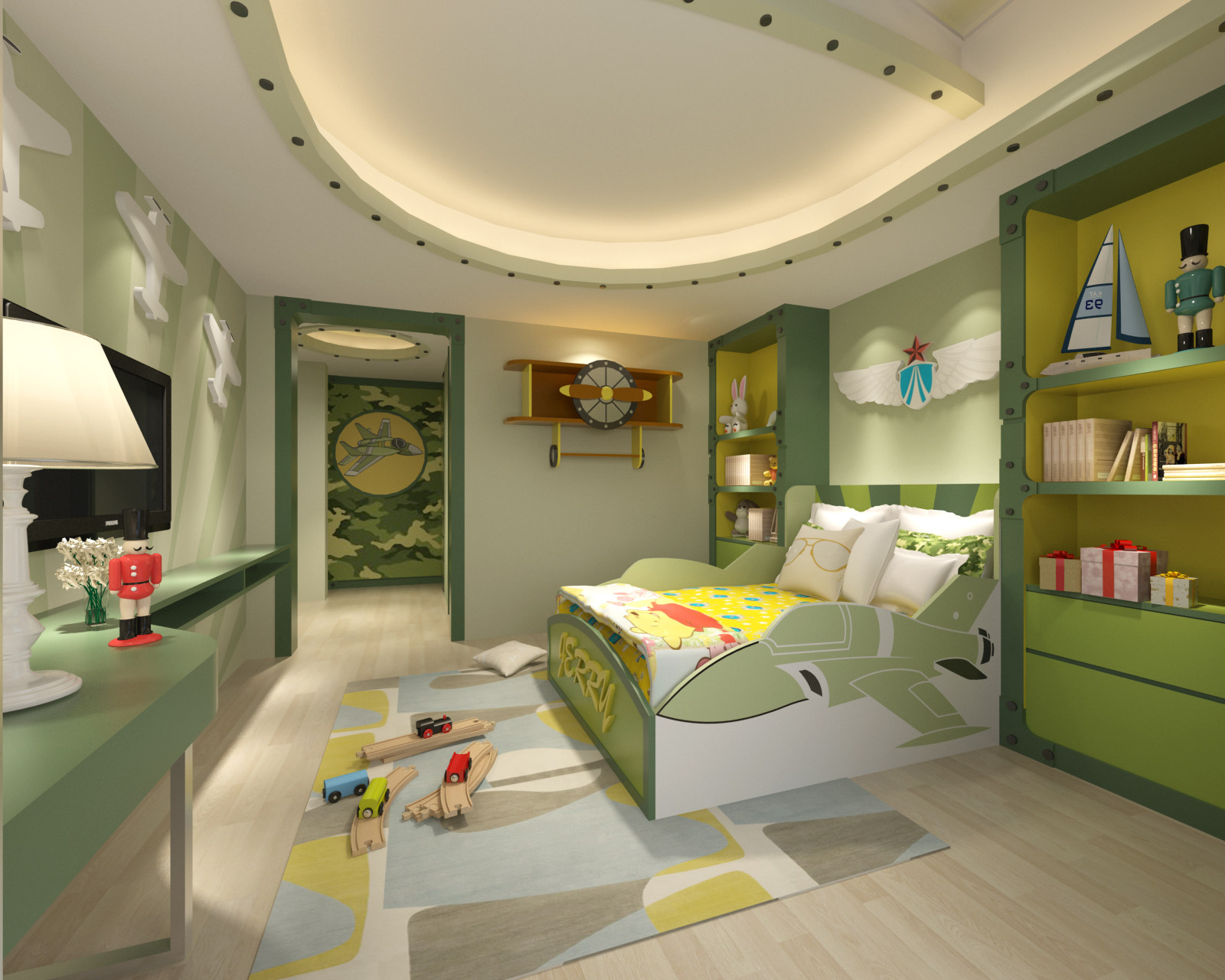现代简约清新儿童房3D模型下载