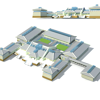 中式建筑3d模型下载