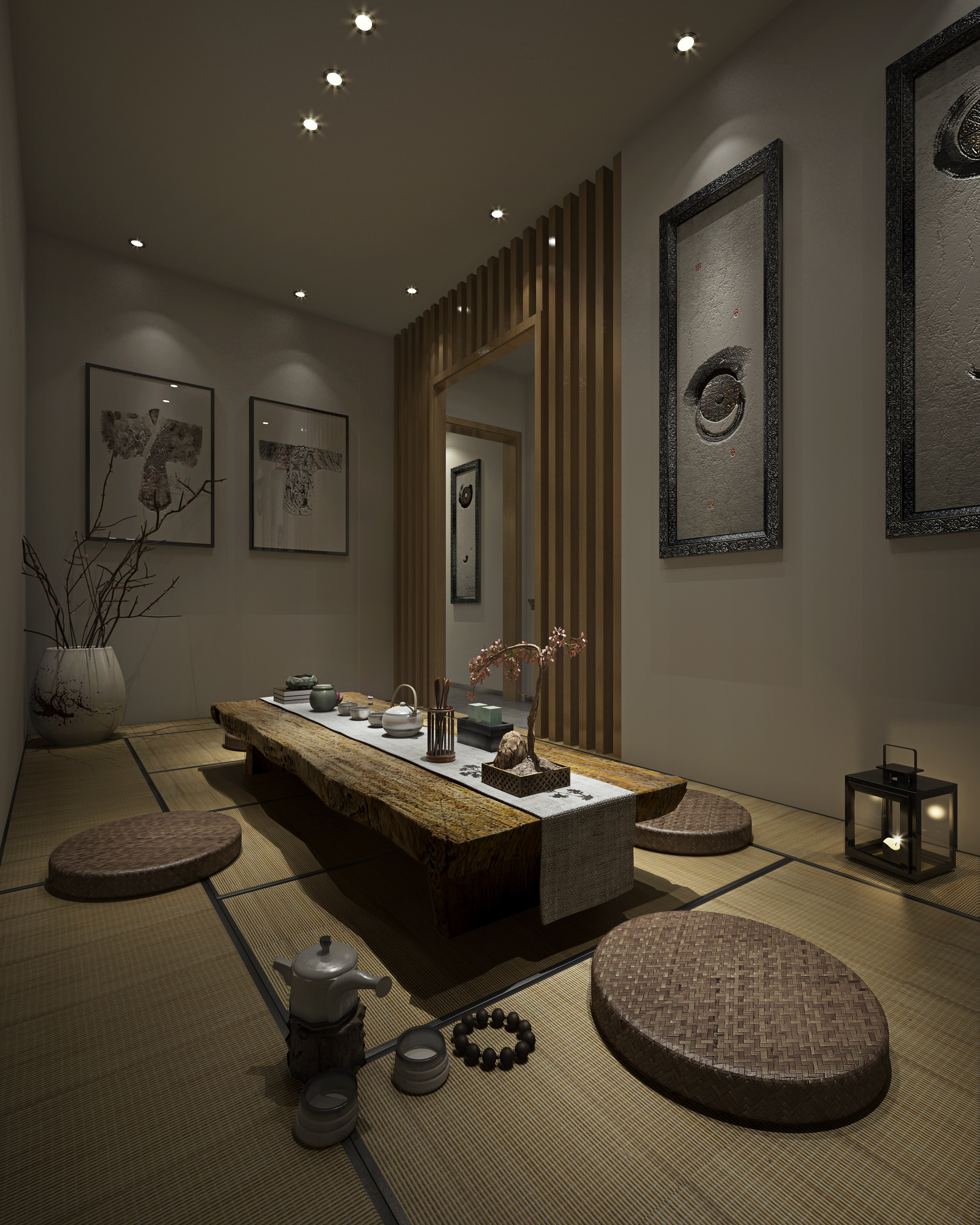 现代新中式风格茶室3D模型下载