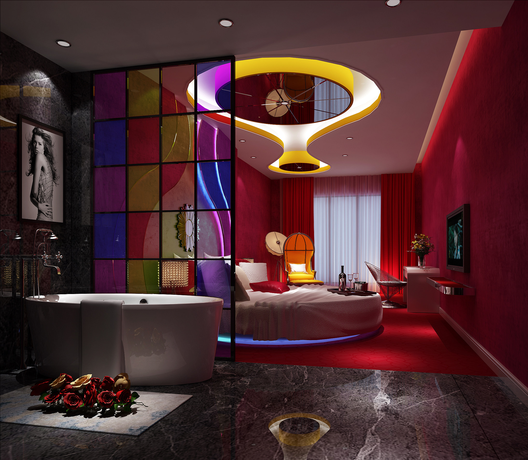 主题风格酒店客房3D模型下载