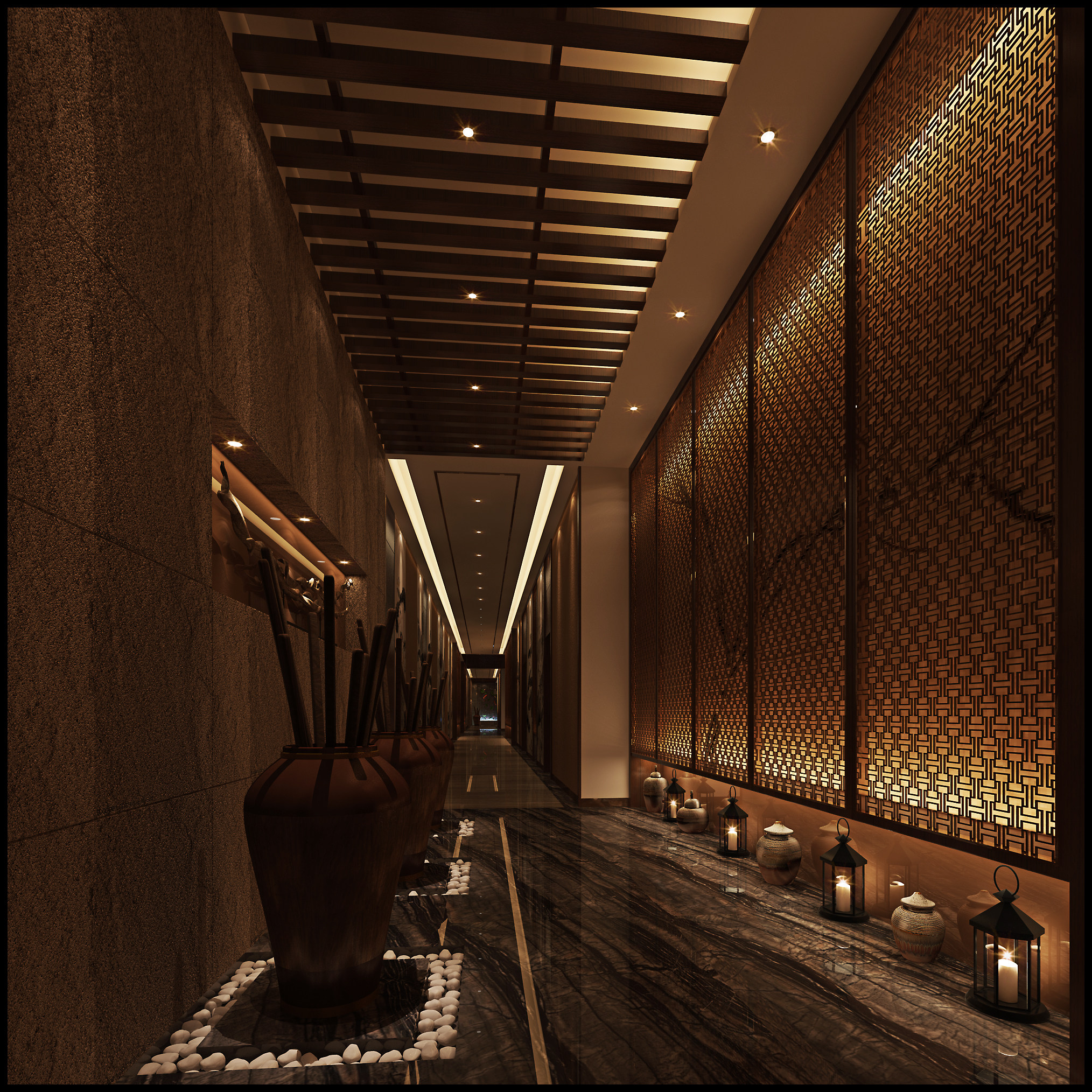 走廊电梯间3D模型免费下载