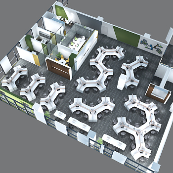 现代简约风格办公室3D模型下载