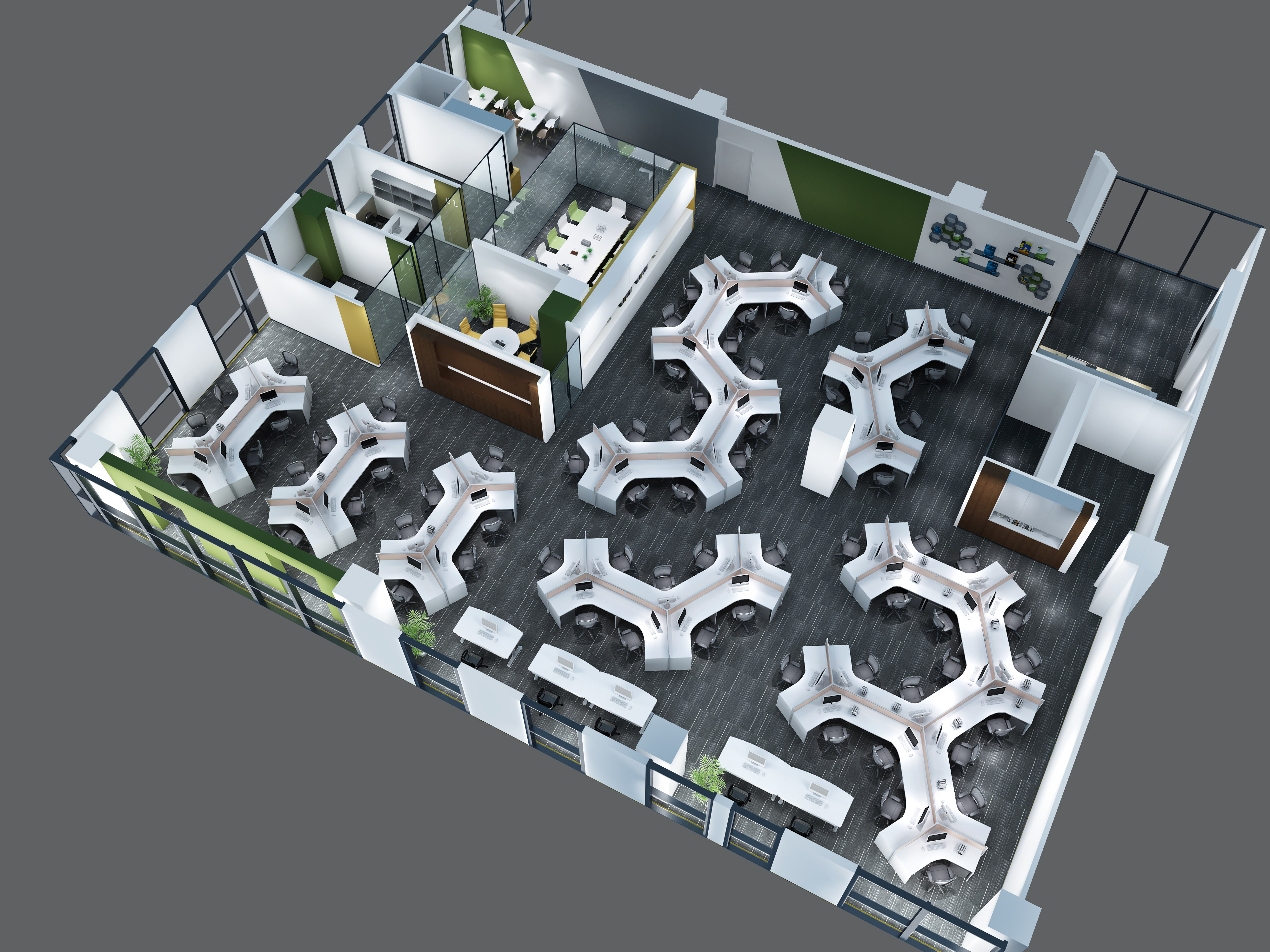 现代简约风格办公室3D模型下载