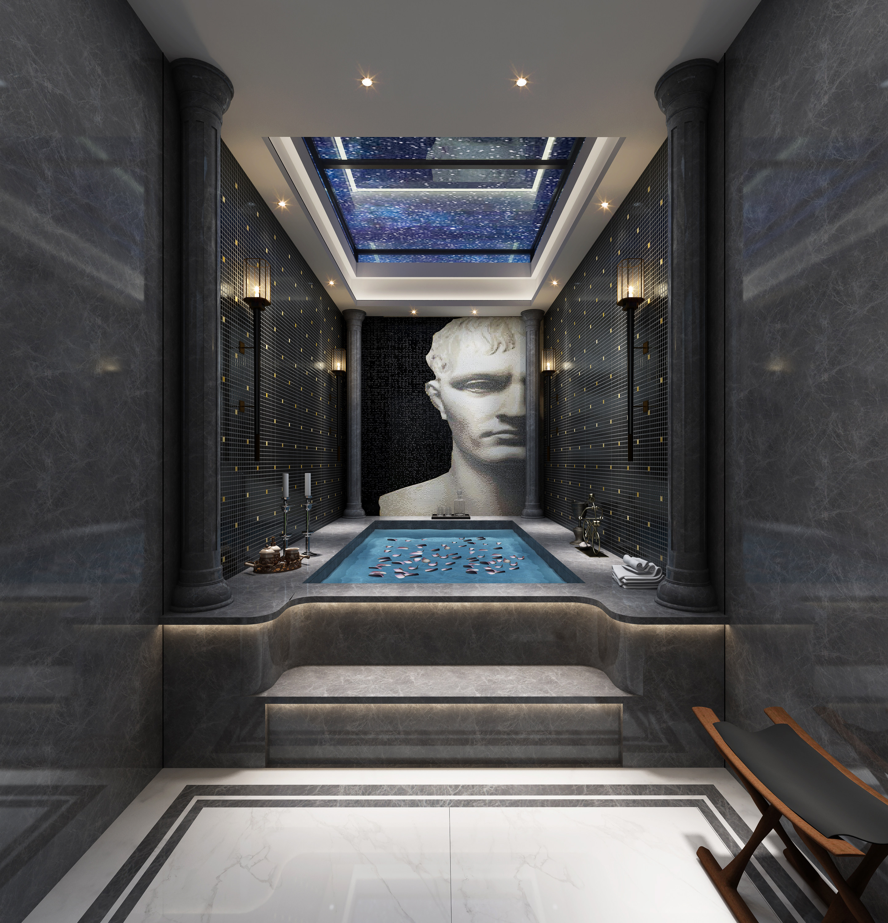 轻奢新中式卫生间浴室3D模型下载