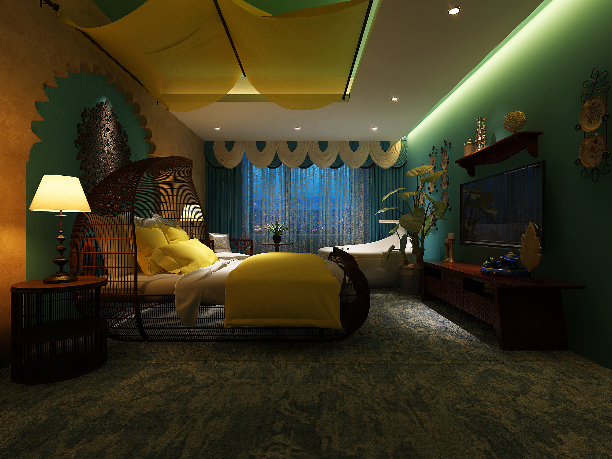 主题风格酒店客房3D模型下载