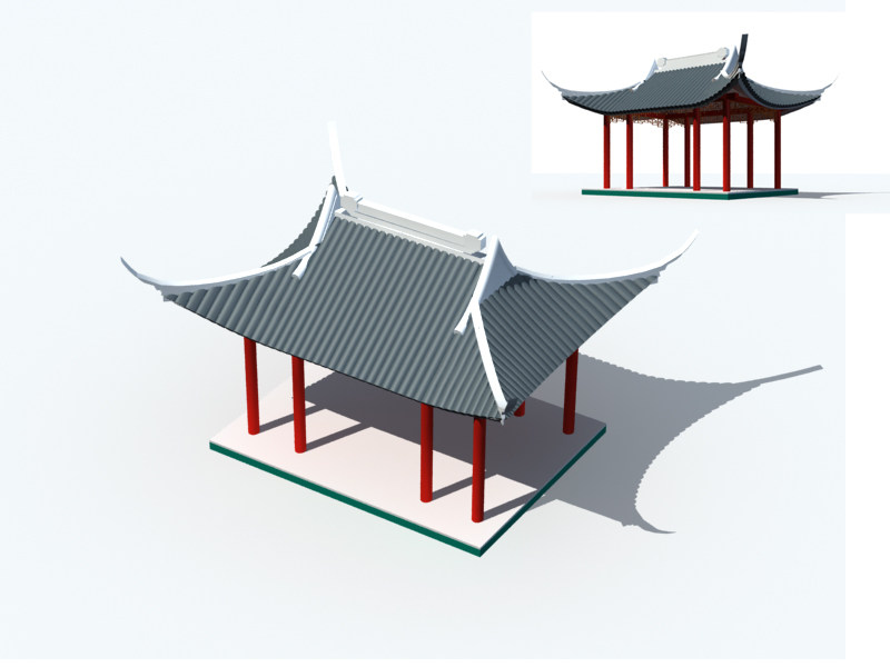 中式建筑3d模型下载
