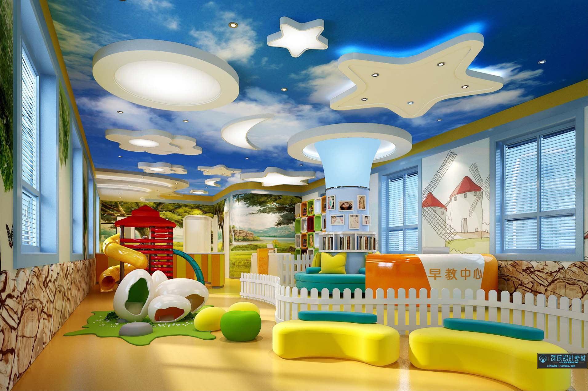 幼儿园儿童娱乐场教师3D模型下载