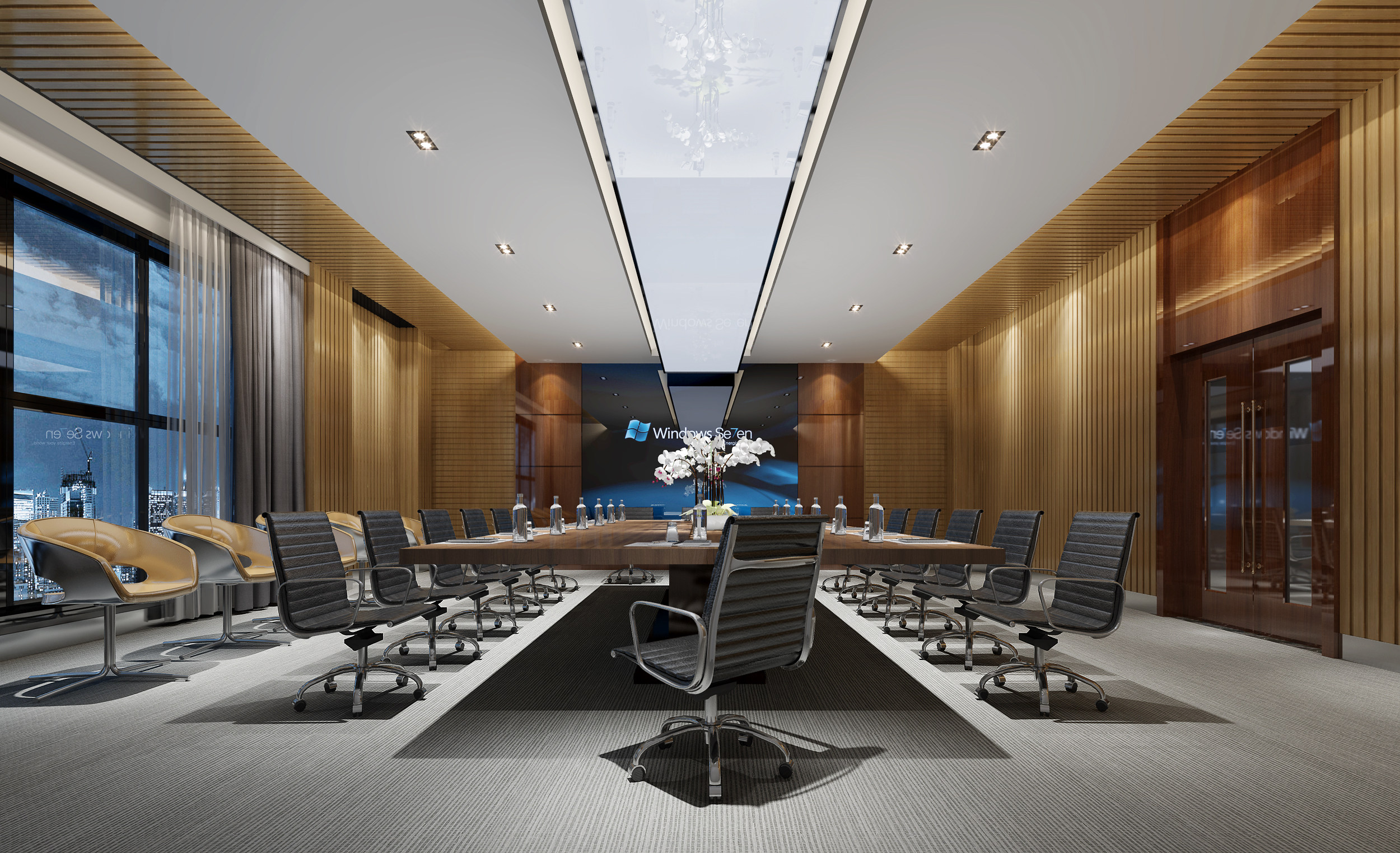 现代风格大会议室3d模型下载