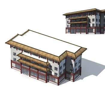 中式建筑3d模型下载