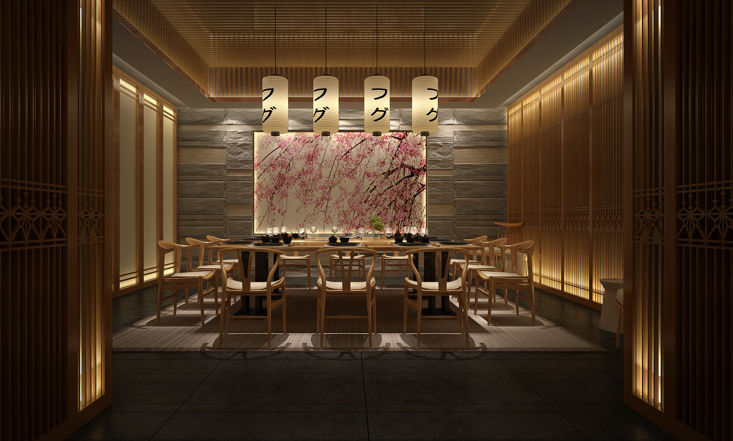 现代轻奢高级餐厅包间3D模型下载