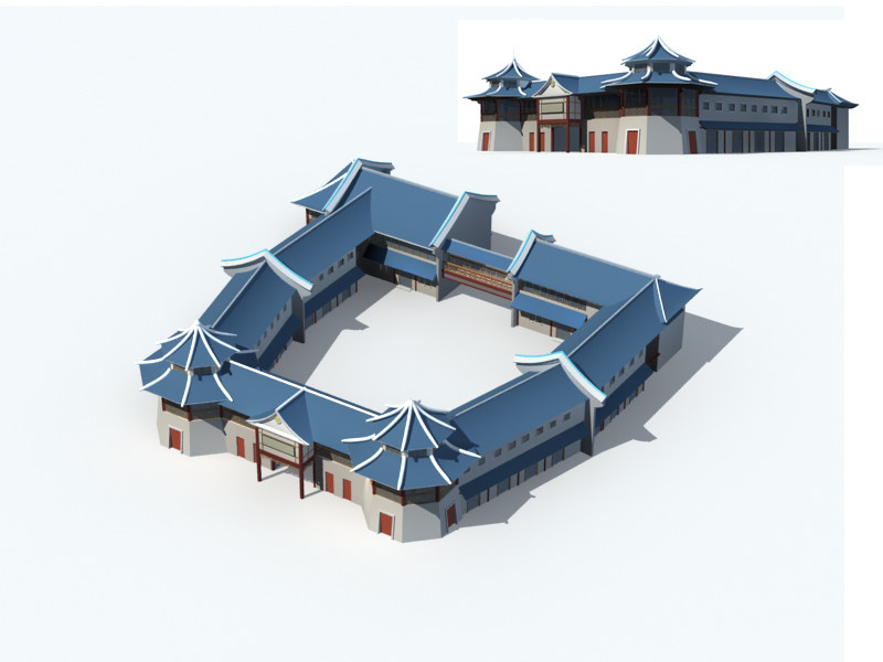 中式建筑3d模型下载
