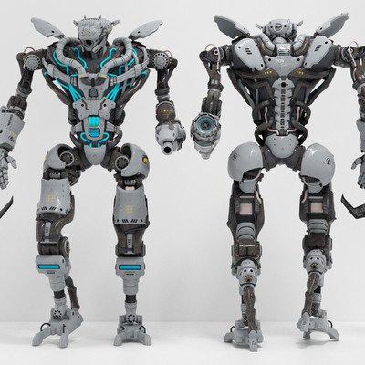 现代机器人机甲人物战士3d模型