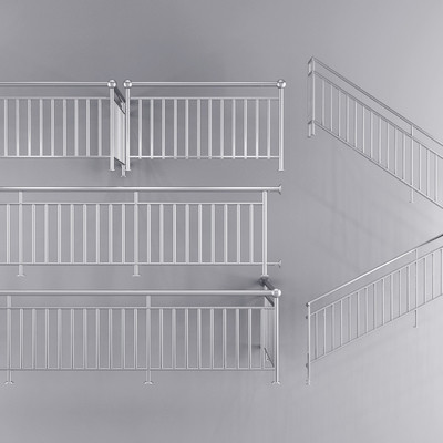 现代不锈钢护栏楼梯扶手免费3d模型