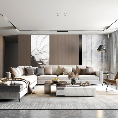 现代布艺组合沙发3d模型