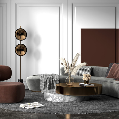 现代轻奢沙发茶几组合3d模型