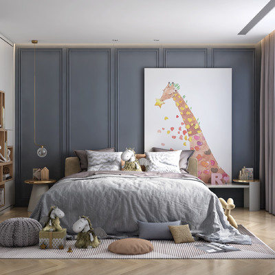 现代卧室小孩房3d模型