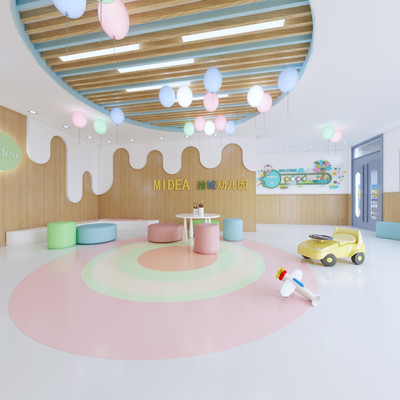 北欧幼儿园活动室幼儿园大厅3d模型