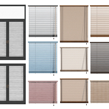 现代百叶卷帘窗帘3d模型
